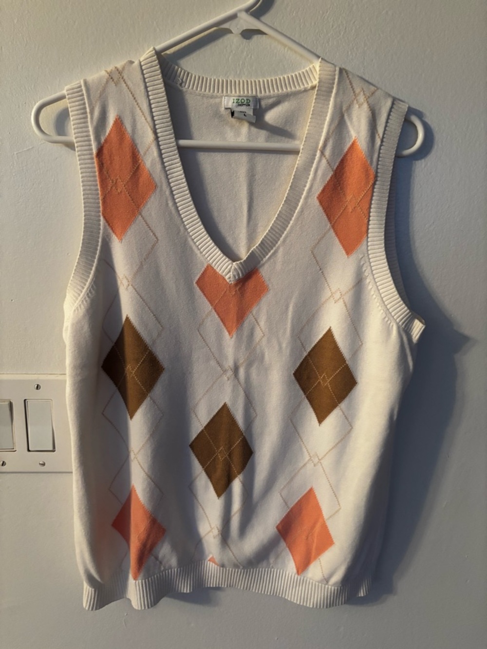 Izod White V-neck Cotton Sweater